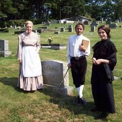 Actor portraying a historical figure at the cemetery